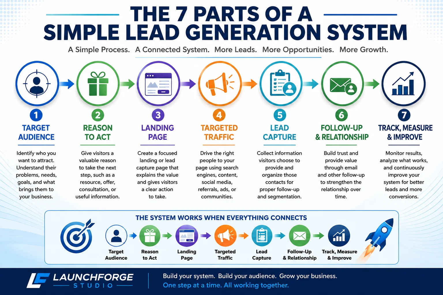 7 parts of a simple lead generation system for online business