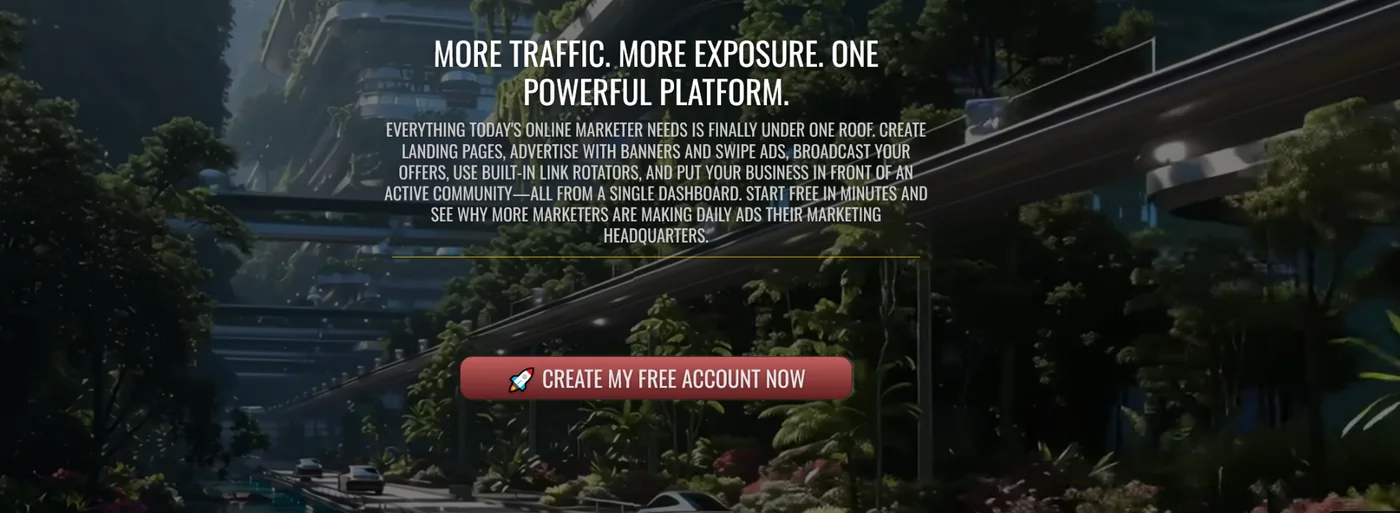 Daily Ads affiliate landing page created with Mr X CinemaPage