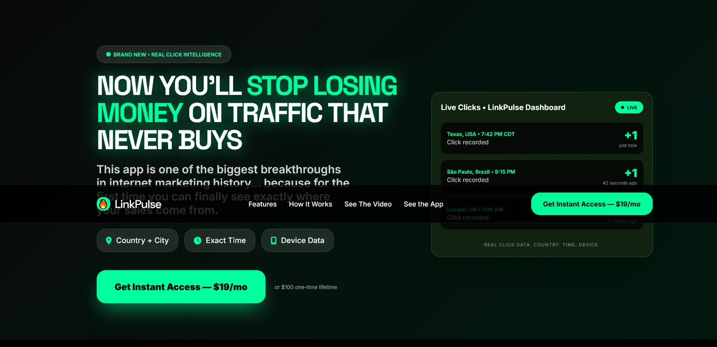 Mr X LinkPulse real-time link and campaign tracking application