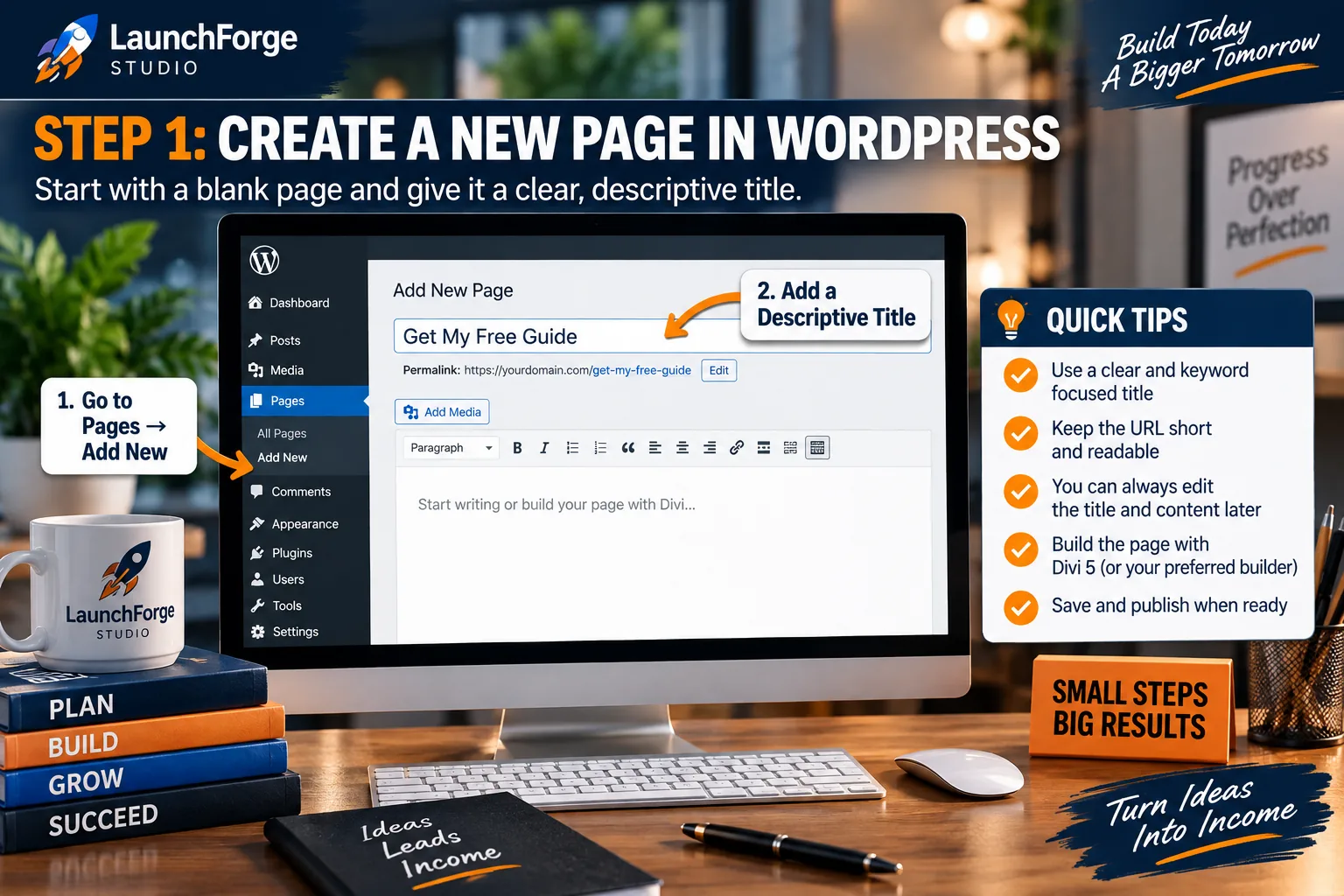 Create a new lead capture page in WordPress