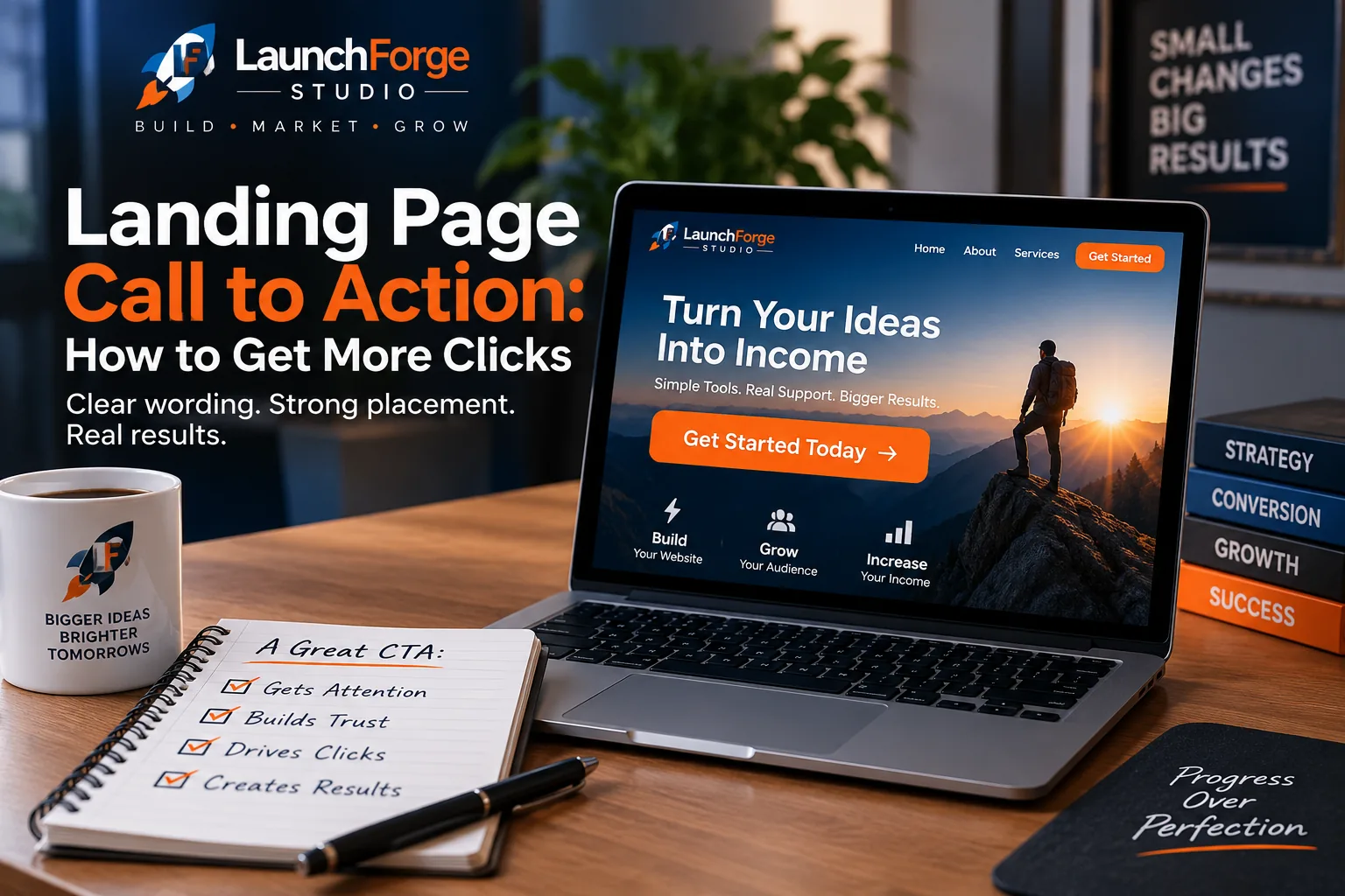 Landing page call to action example showing a prominent Get Started Today button
