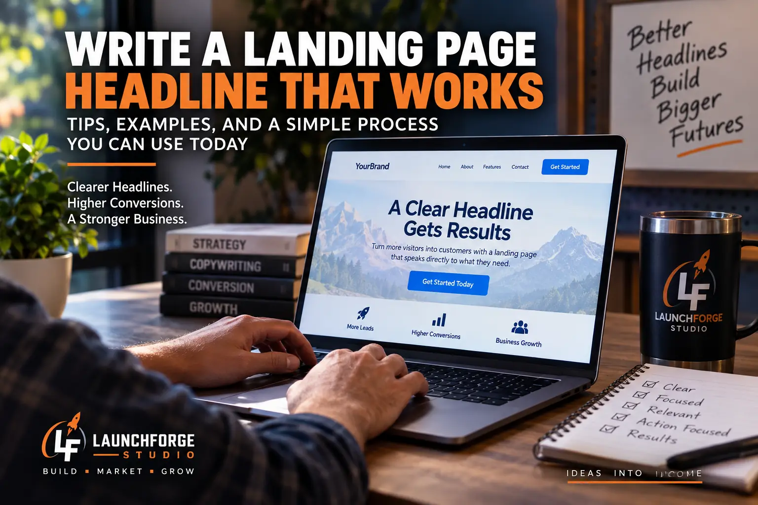 Landing page headline example showing clear conversion-focused messaging