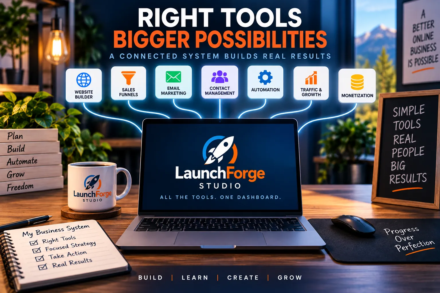 Connected tools for building an online business system