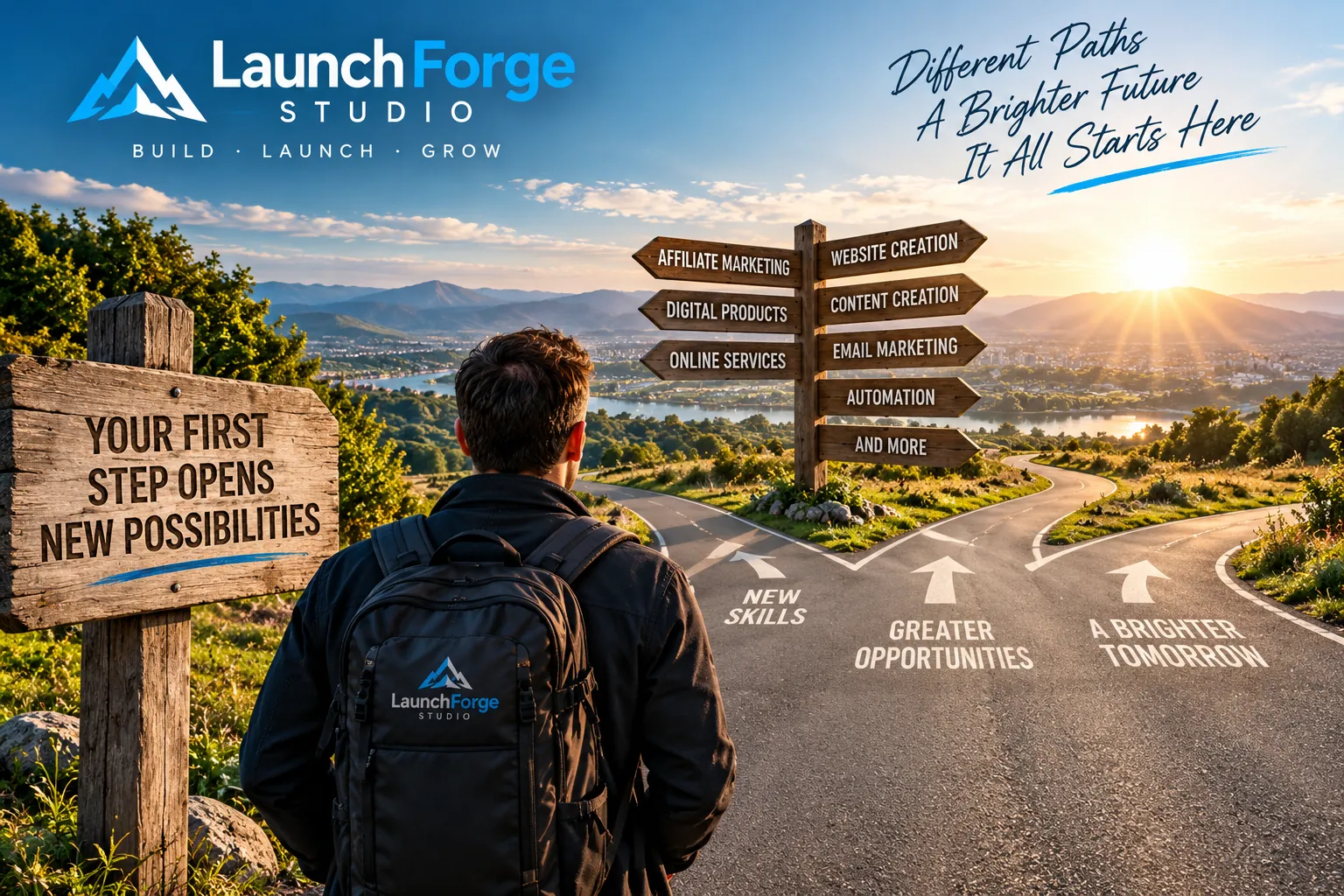 First online business journey with multiple paths to new skills and opportunities