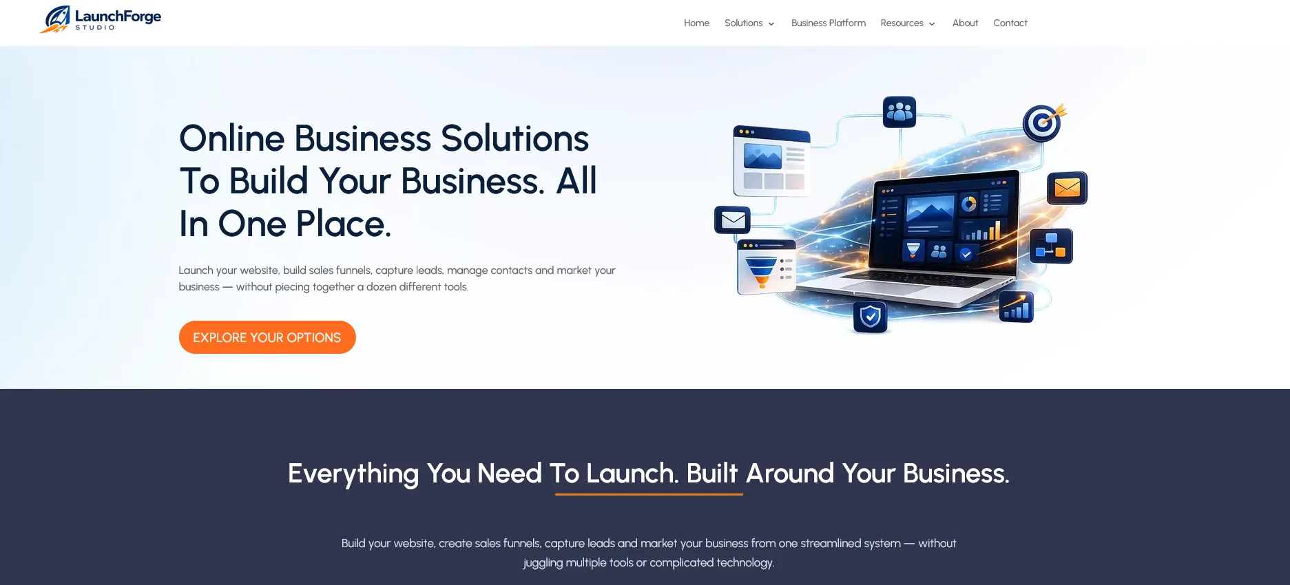 LaunchForge Studio live website built while building an online business