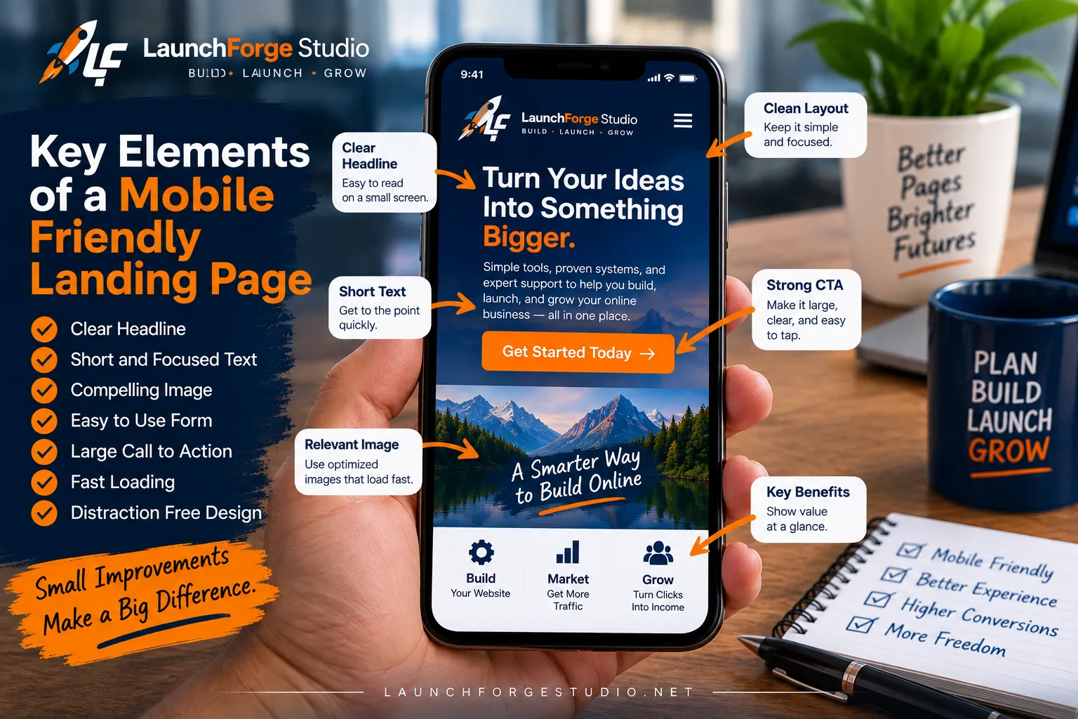 Key elements of a mobile friendly landing page