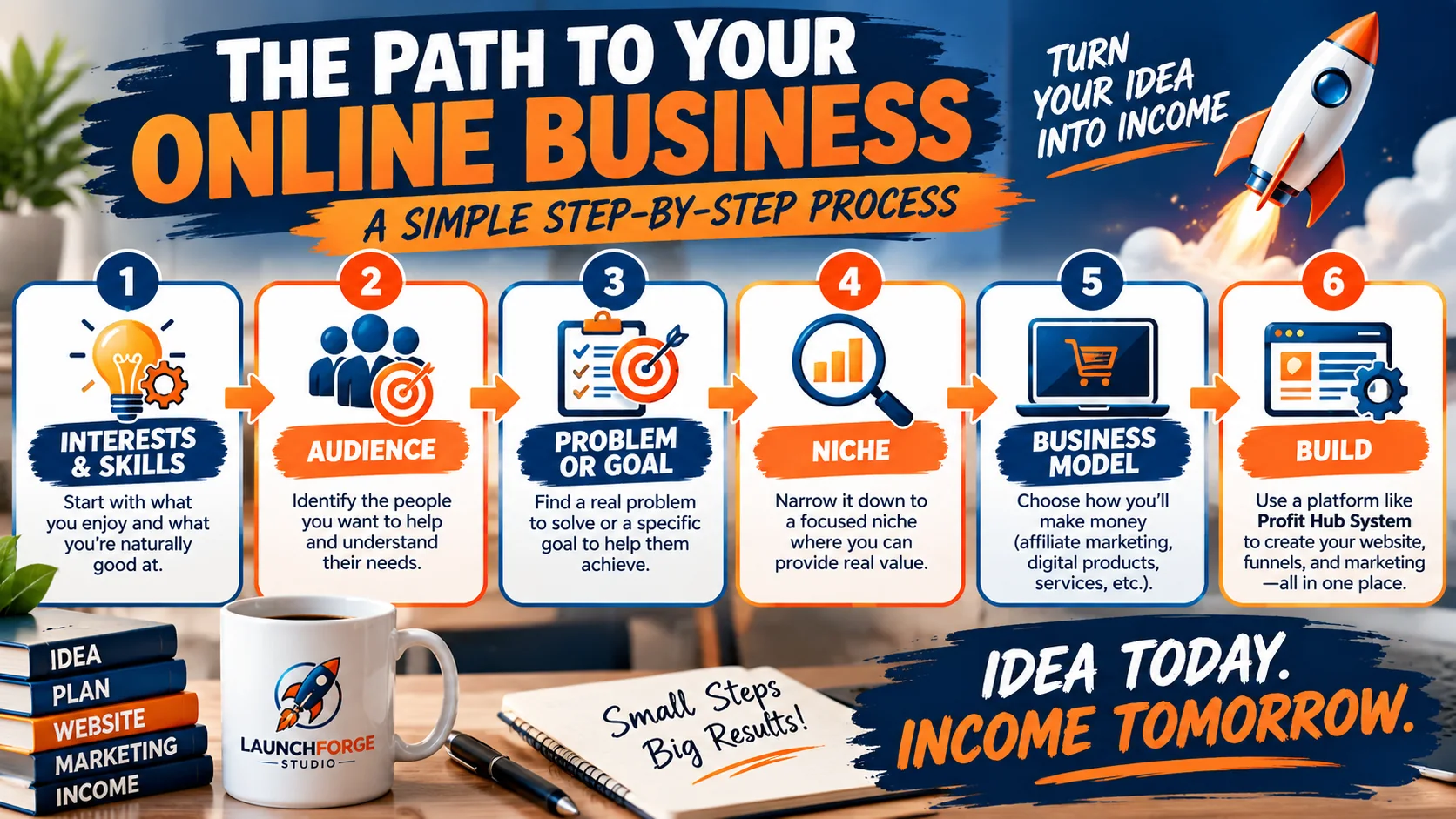 Steps for how to choose an online business idea and start building