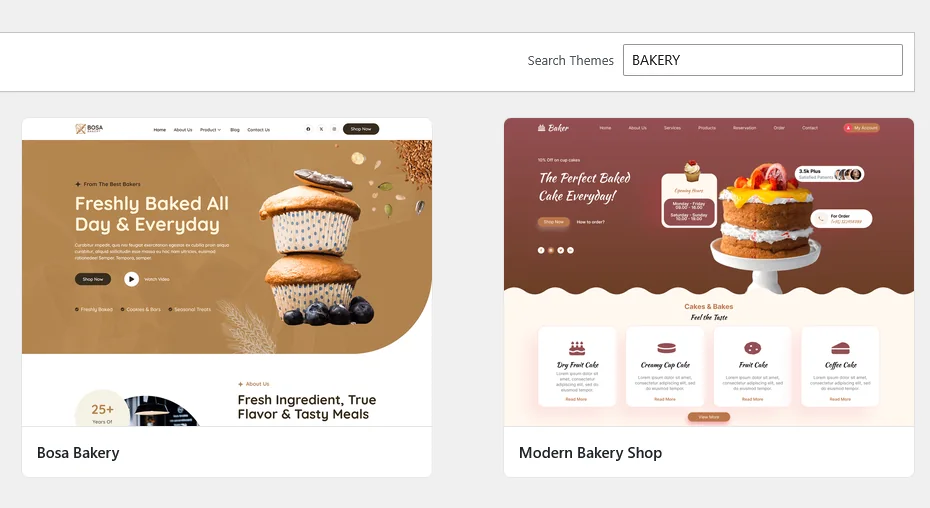 WordPress bakery themes for different online business website designs