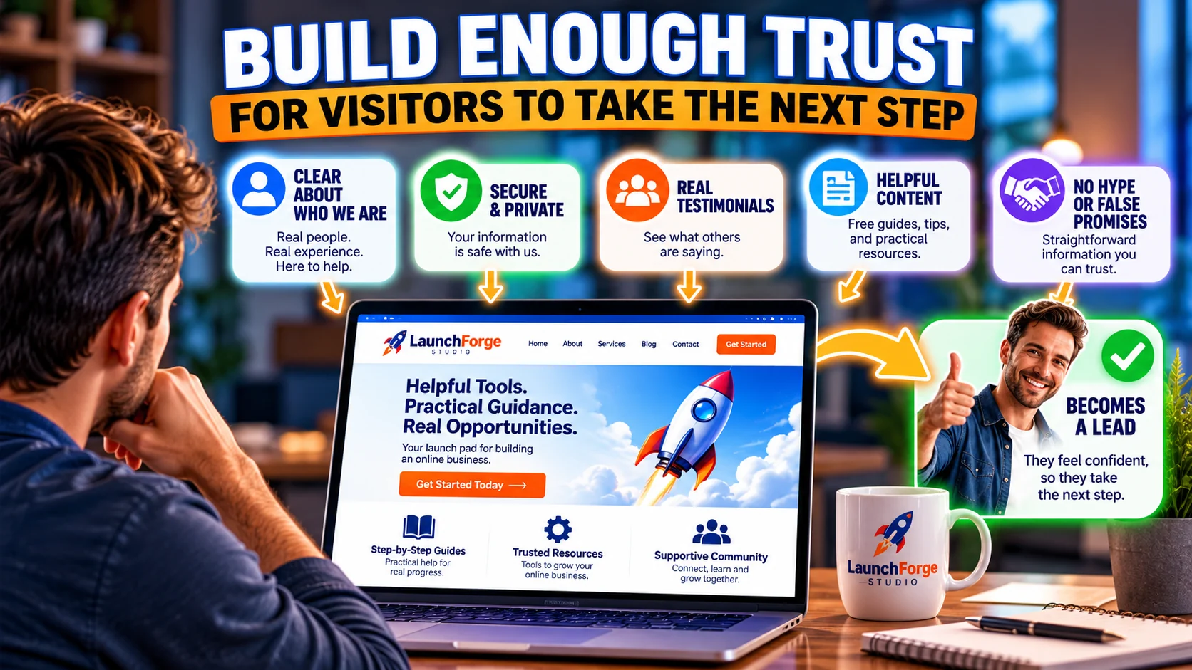 Build enough trust for website visitors to take the next step