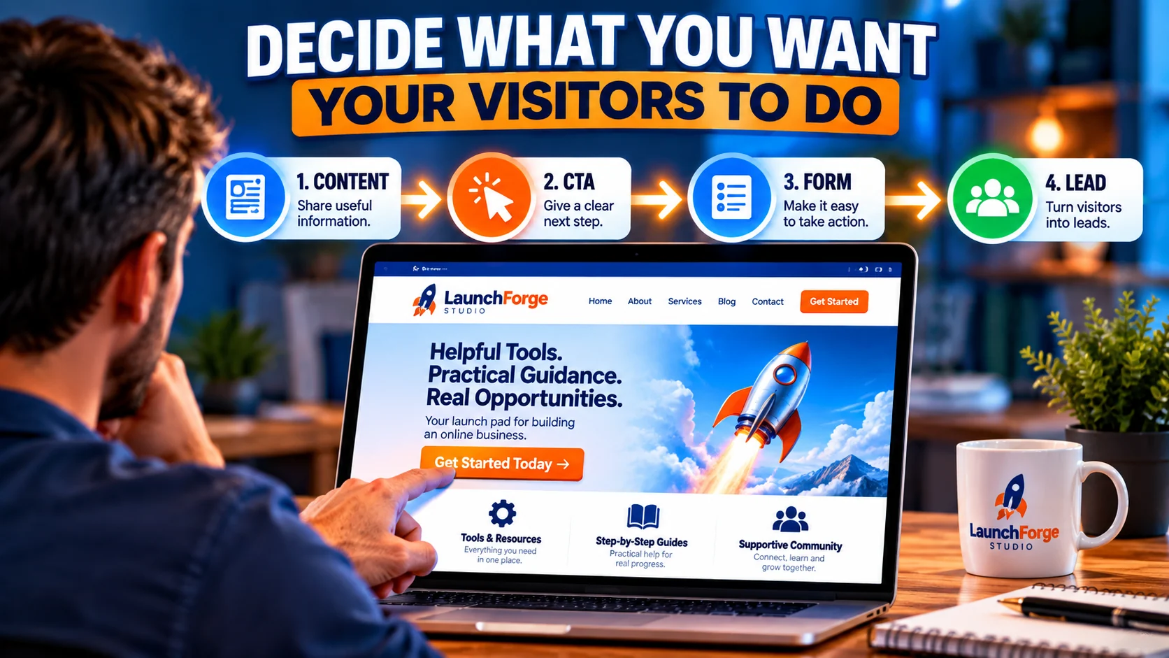 Decide what you want your website visitors to do