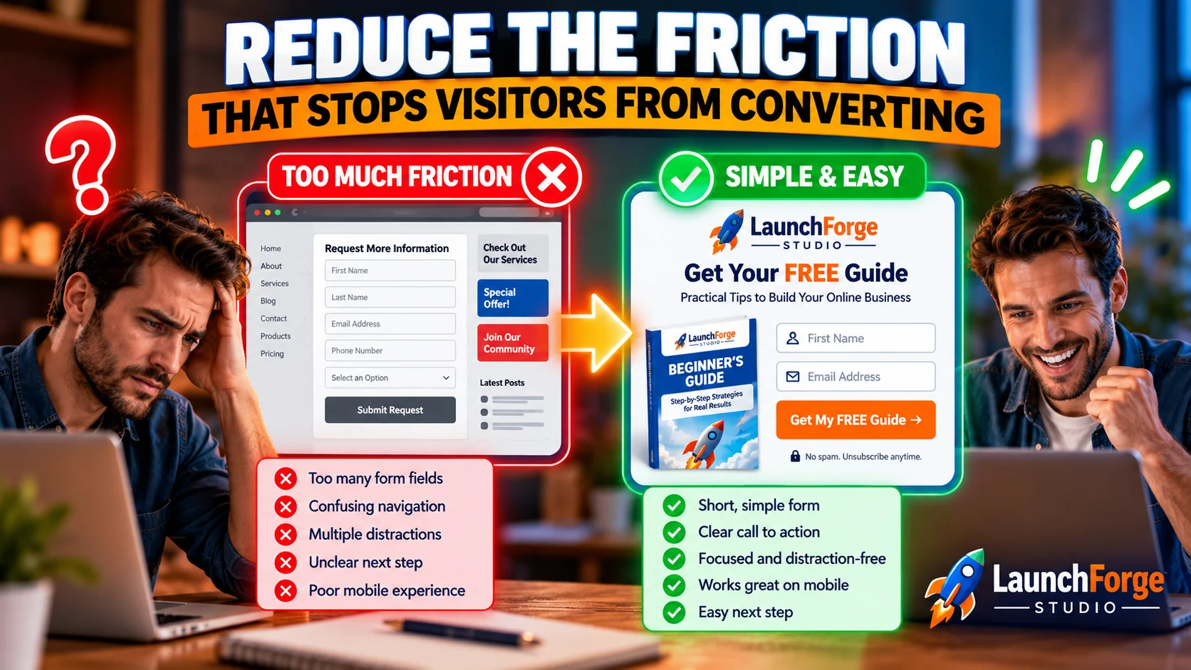 Reduce the friction that stops website visitors from converting