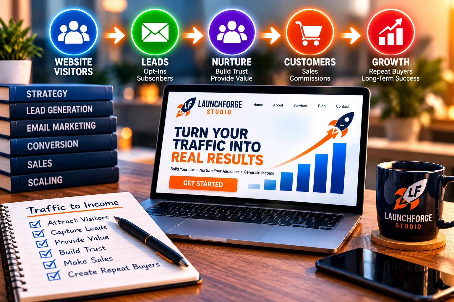 Turning online business traffic into leads customers and growth