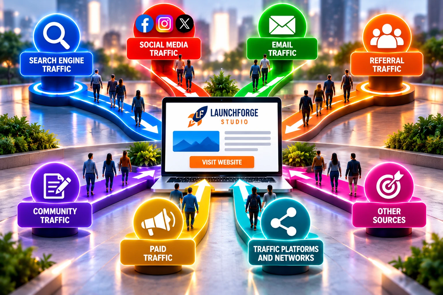 Online business traffic coming from multiple traffic sources